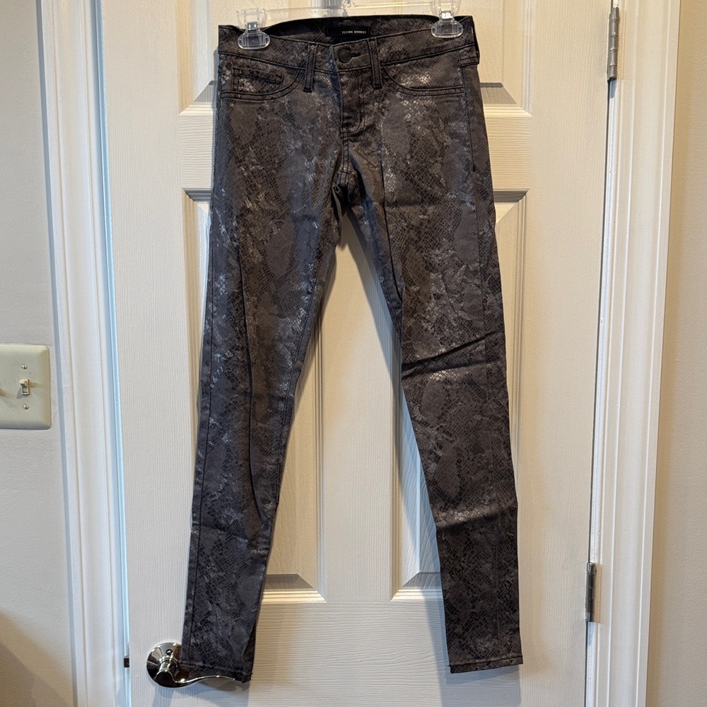 Flying Monkey Dark Gray Snake Print Skinny Jeans